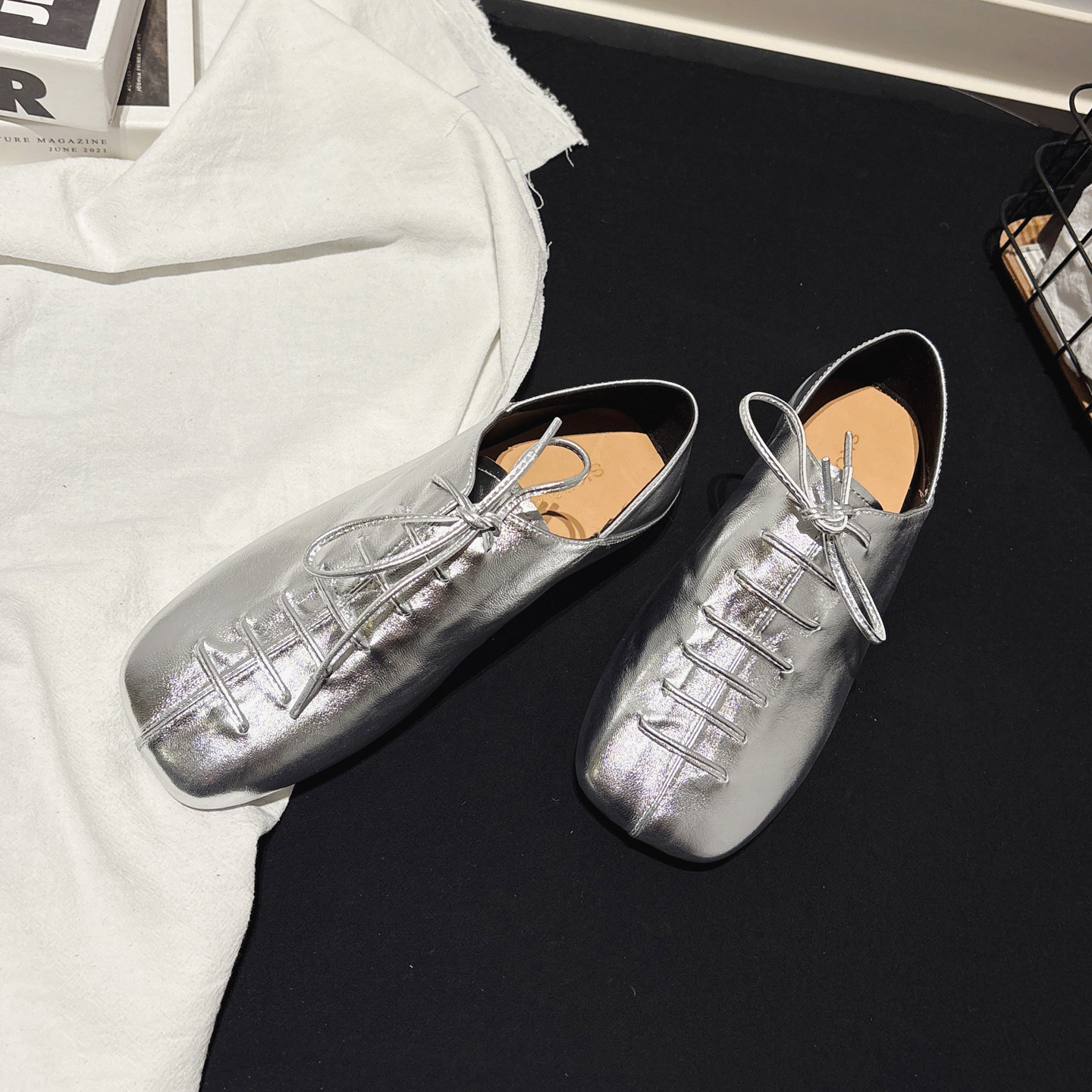 小羊皮~可踩穿平跟英伦系带小皮鞋女配袜子牛津鞋ins深口方头单鞋,淘宝优惠券,粉丝福利购,淘宝优惠卷