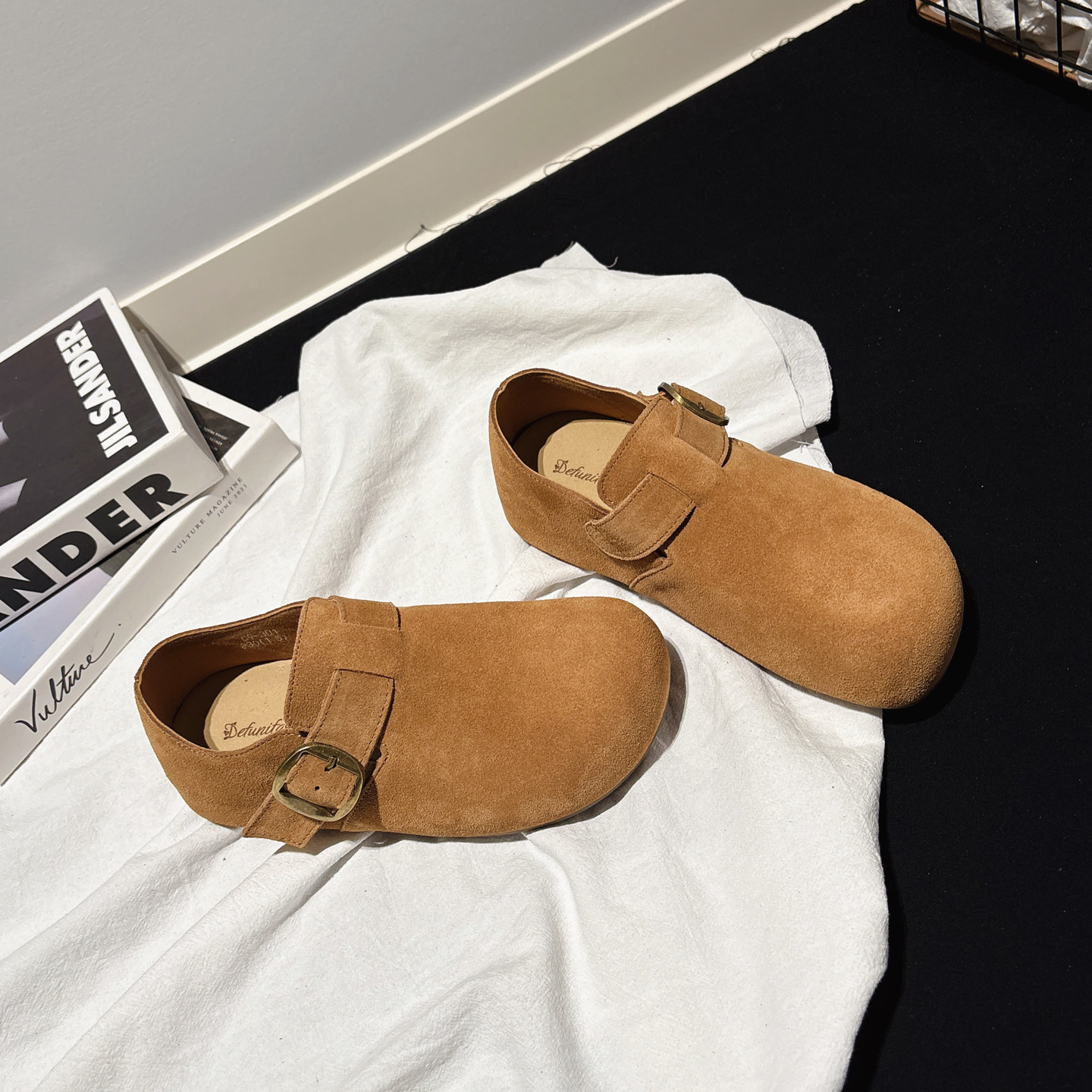 内增高3CM~真皮小土豆勃肯鞋女配堆堆袜一脚蹬懒人鞋深口圆头单鞋,淘宝优惠券,粉丝福利购,淘宝优惠卷