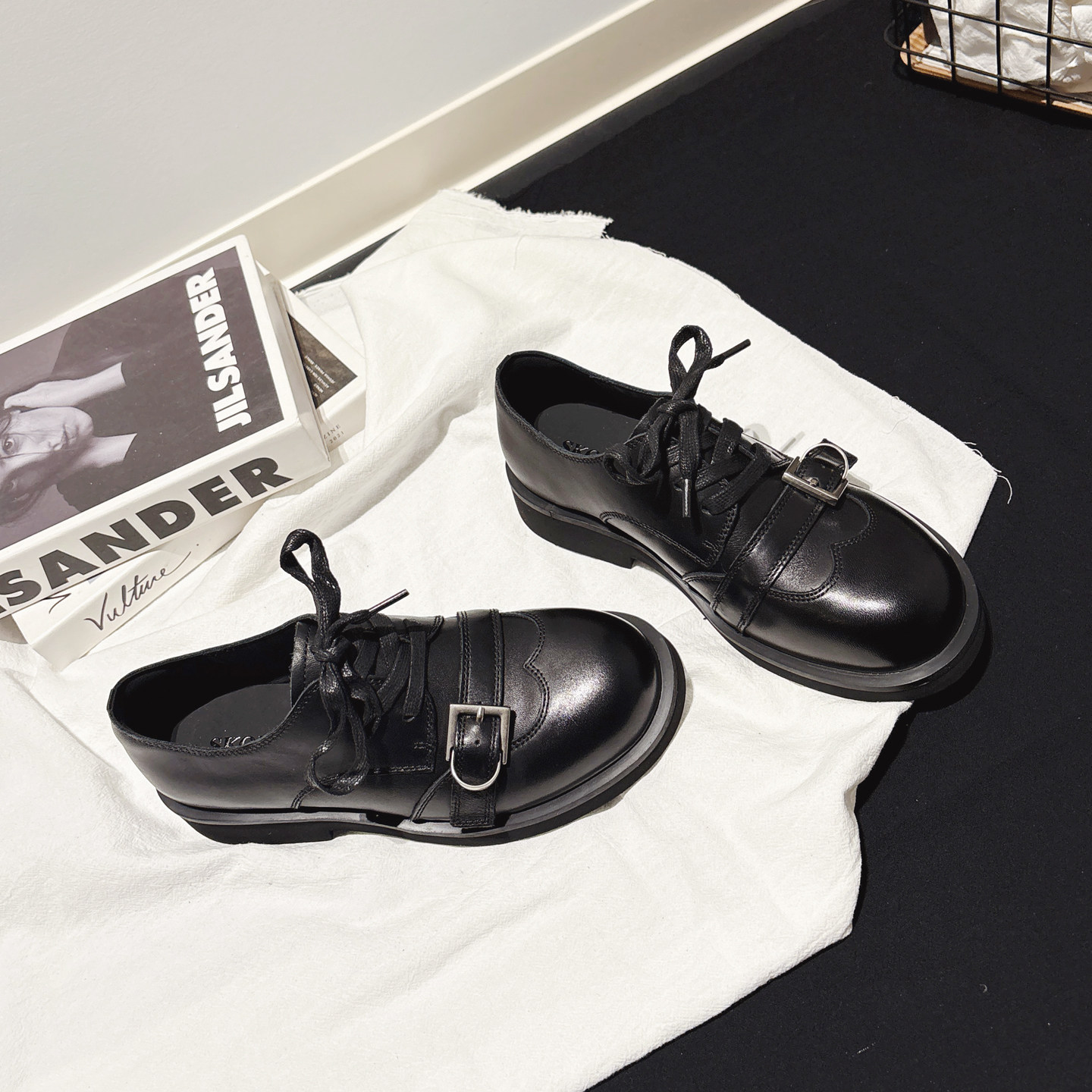 头层牛皮中跟皮带扣复古布洛克鞋英伦jk小皮鞋系带乐福鞋深口单鞋,淘宝优惠券,粉丝福利购,淘宝优惠卷