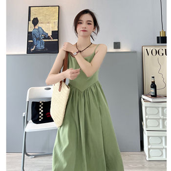 sumui150 ຄົນນ້ອຍ 2024 summer style tall and elegant high-waisted sleeveless suspender slim dress A-line long skirt