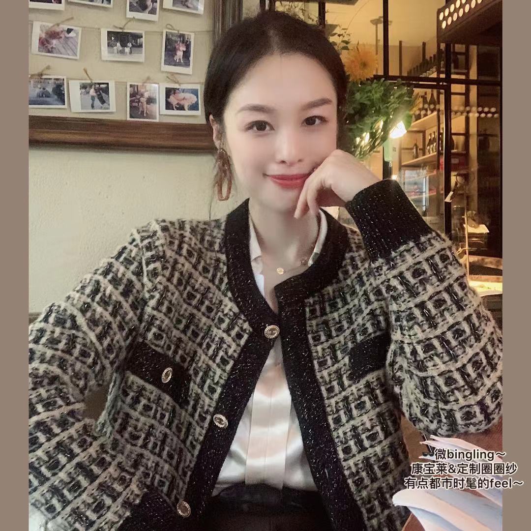南瓜谷 康宝莱格格香香~早秋小香风开衫针织外套短款上衣女 Z0662