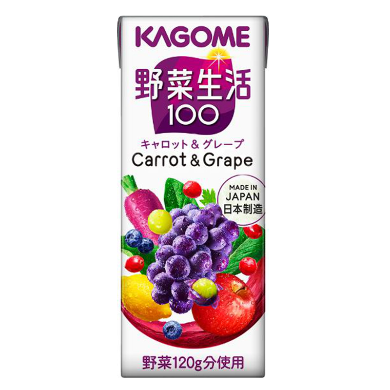 日本进口饮料Kagome可果美蔬果汁野菜生活100番茄汁葡萄蔬菜200ml-图0