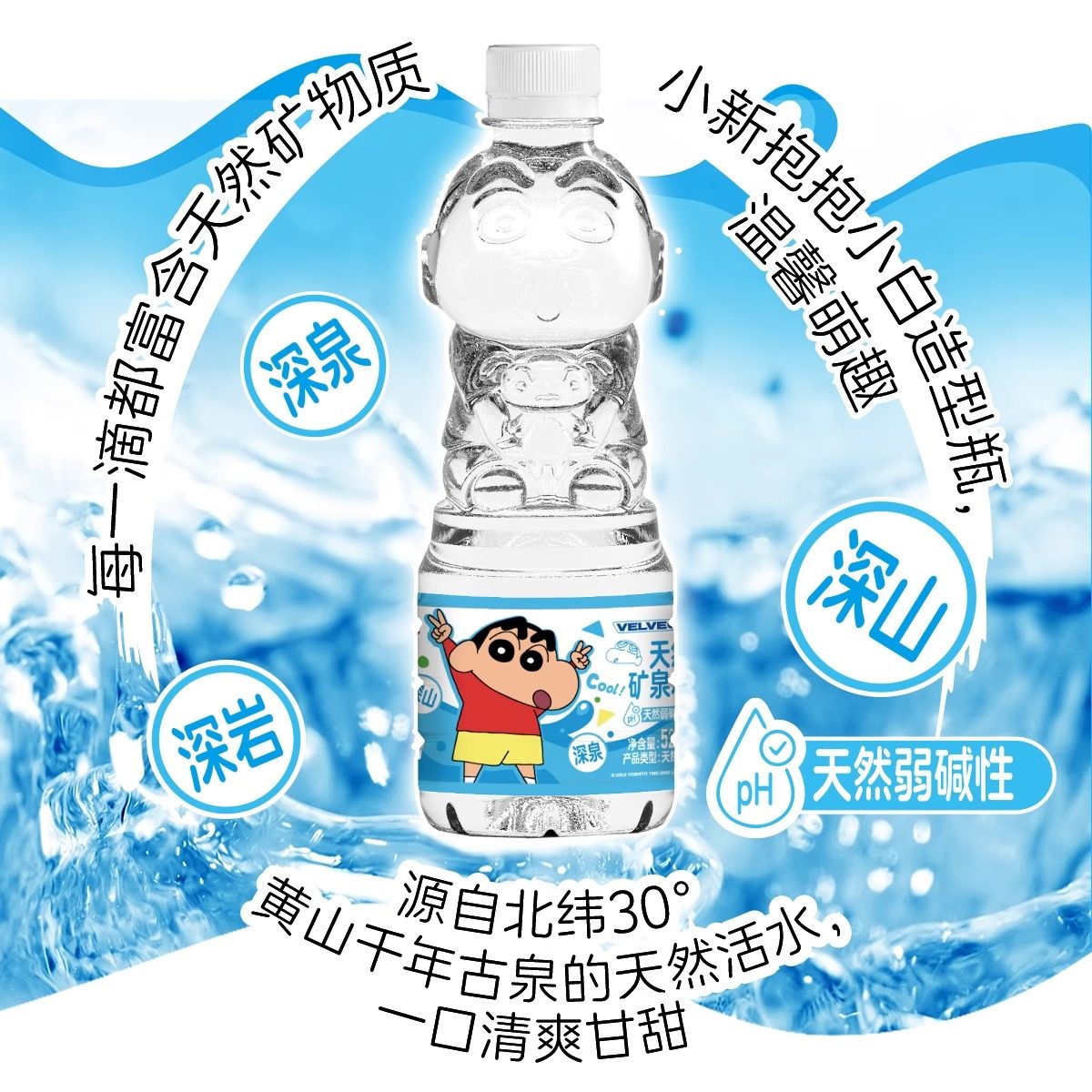 咔咔番VELVECO蜡笔小新联名天然矿泉水赠背带儿童节礼物动漫食玩 - 图1