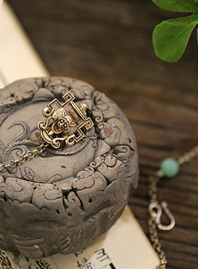 原创和田苗银压襟配饰宫廷风玉髓