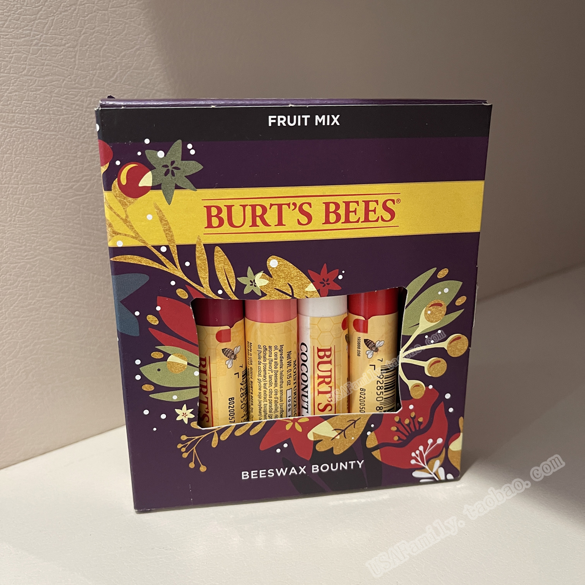 包邮 美国正品Burt's Bees小蜜蜂天然葡萄柚 草莓 黄瓜蜂蜡润唇膏