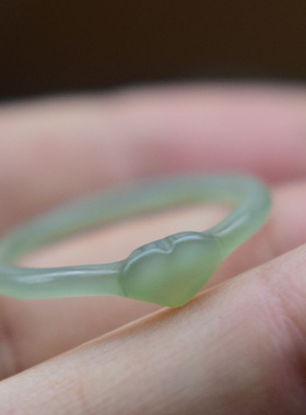 和田玉爱心纯天然玉石戒指指环