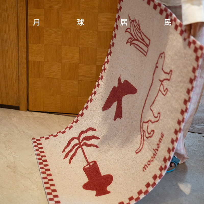 【月球居民】原创入户门丝圈地垫中古新年开门红脚垫除尘玄关防滑,淘宝优惠券,粉丝福利购,淘宝优惠卷