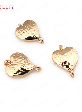 diy铜镀真金手链耳环桃心吊坠