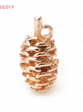 diy铜镀真金耳环头饰松果挂坠