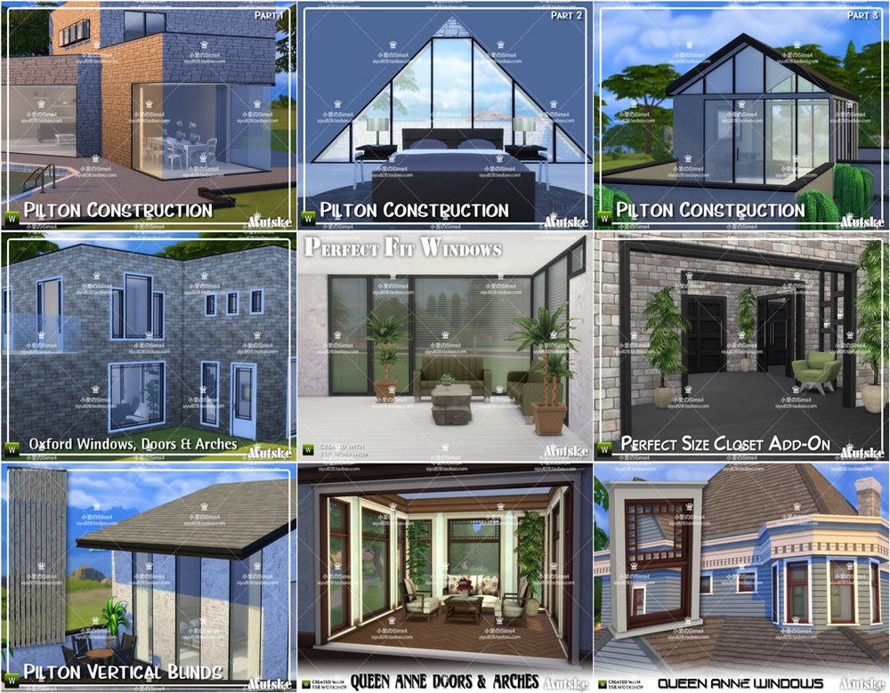 【Mutske合集】模拟人生4Sims4补丁房屋建筑门窗建材Mods - 图1