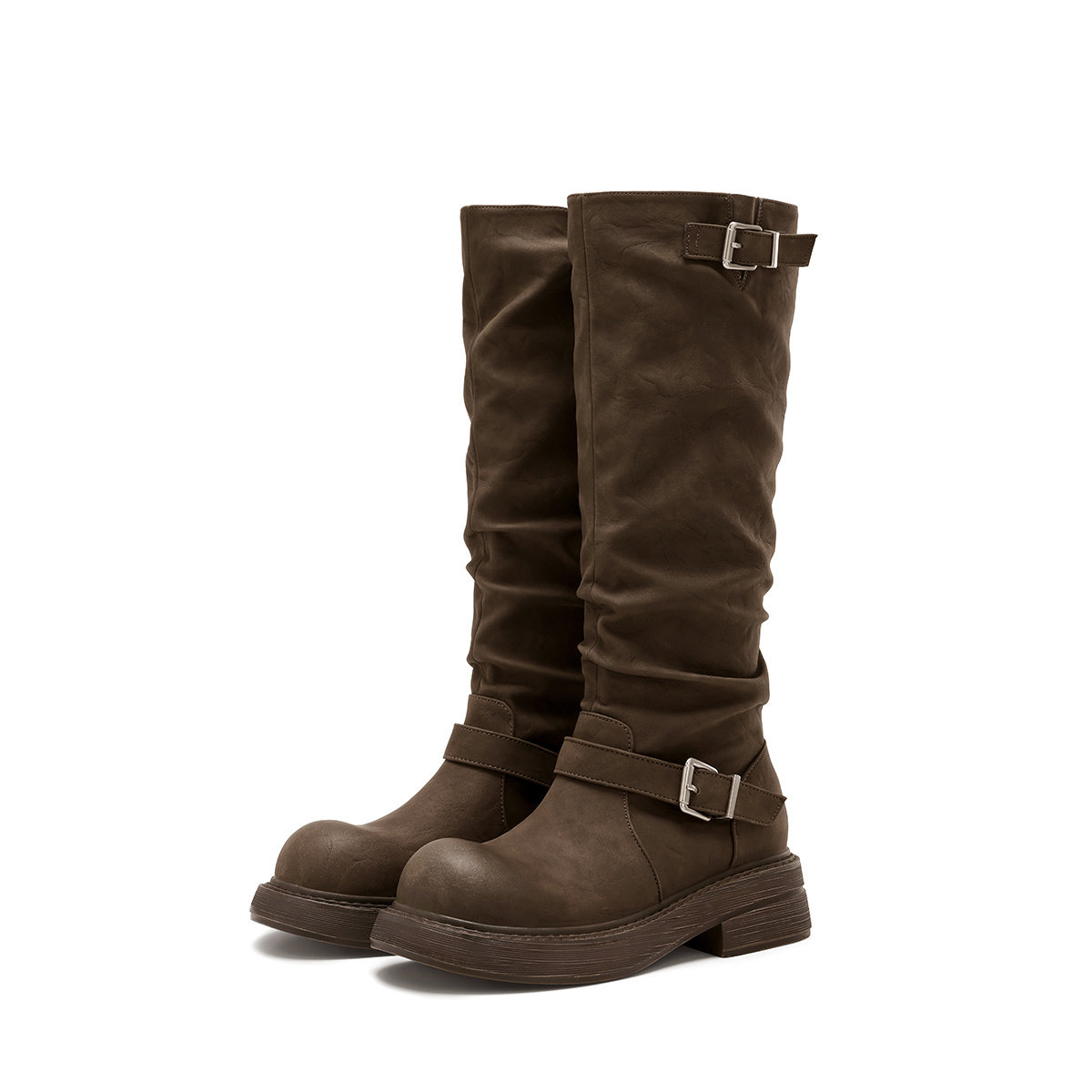 St&Sat/星期六秋冬复古堆堆靴长筒骑士靴厚底西部靴女SSD4117C83 - 图3