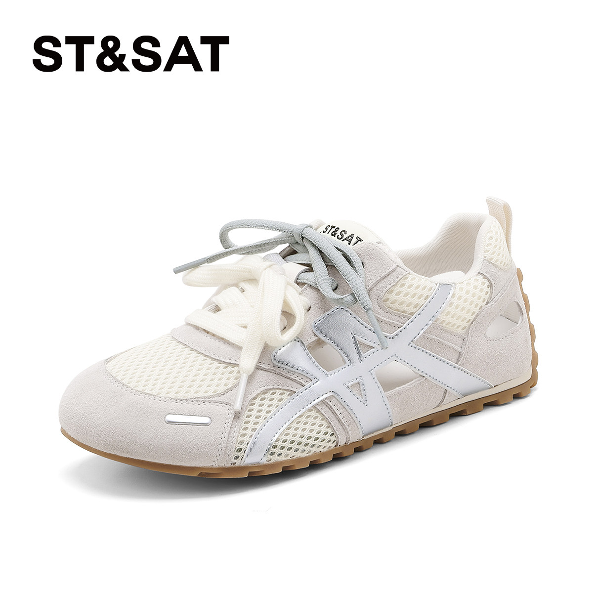 St&Sat/星期六夏季网面透气圆头系带平底阿甘德训鞋女SSD2112WCT,淘宝优惠券,粉丝福利购,淘宝优惠卷