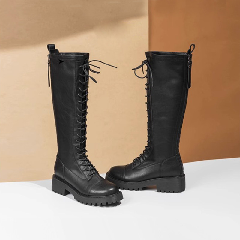 St&Sat/星期六秋冬新款骑士靴厚底增高后拉链长筒靴女SS14117834,淘宝优惠券,粉丝福利购,淘宝优惠卷