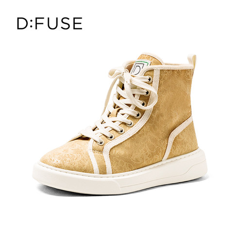 D：Fuse/迪芙斯秋冬厚底增高马丁靴系带圆头高帮鞋女DF21112057 - 图0