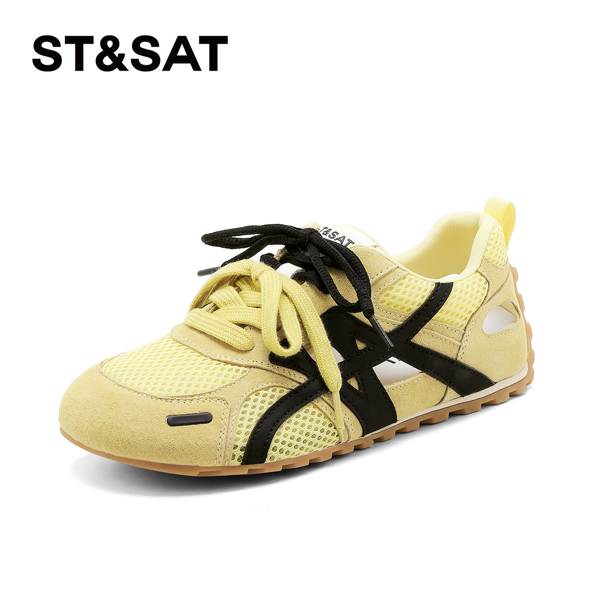 St&Sat/星期六夏季网面透气圆头系带平底阿甘德训鞋女SSD2112WCT,淘宝优惠券,粉丝福利购,淘宝优惠卷