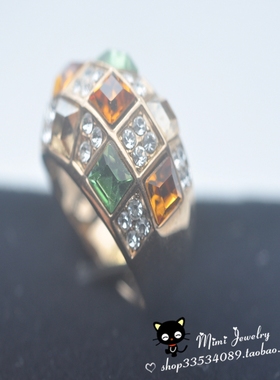 地利彩色水晶潮流戒指vintage