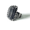 Retro style natural black tourmaline amorphous opening electroplated ancient silver adjustable exaggerated personality European and American ring