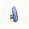 Vintage blue crystal rough stone plated bronze open ring