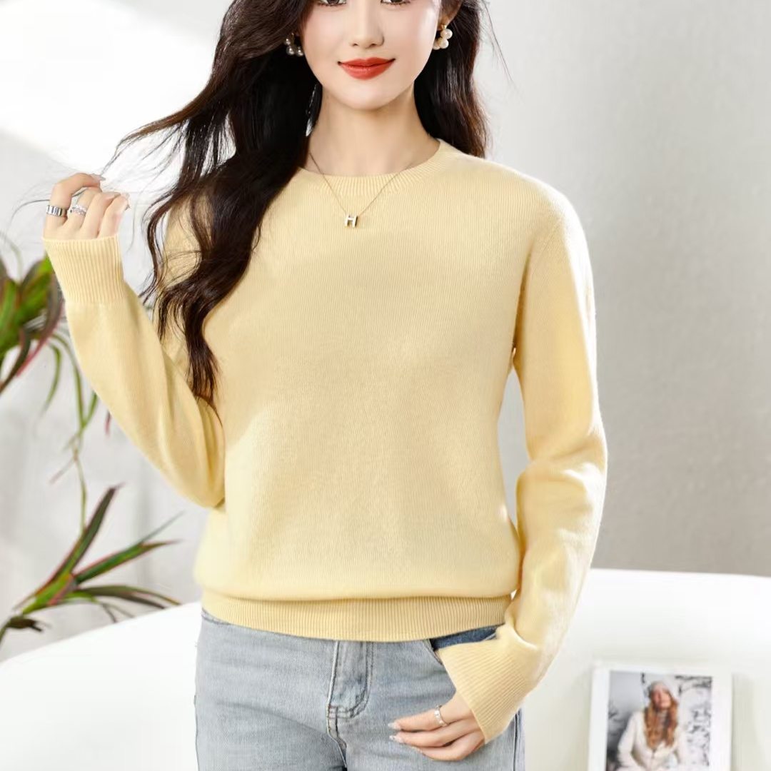 圆领】91%羊毛+9羊绒！羊毛羊绒衫女圆领长袖针织小衫,淘宝优惠券,粉丝福利购,淘宝优惠卷