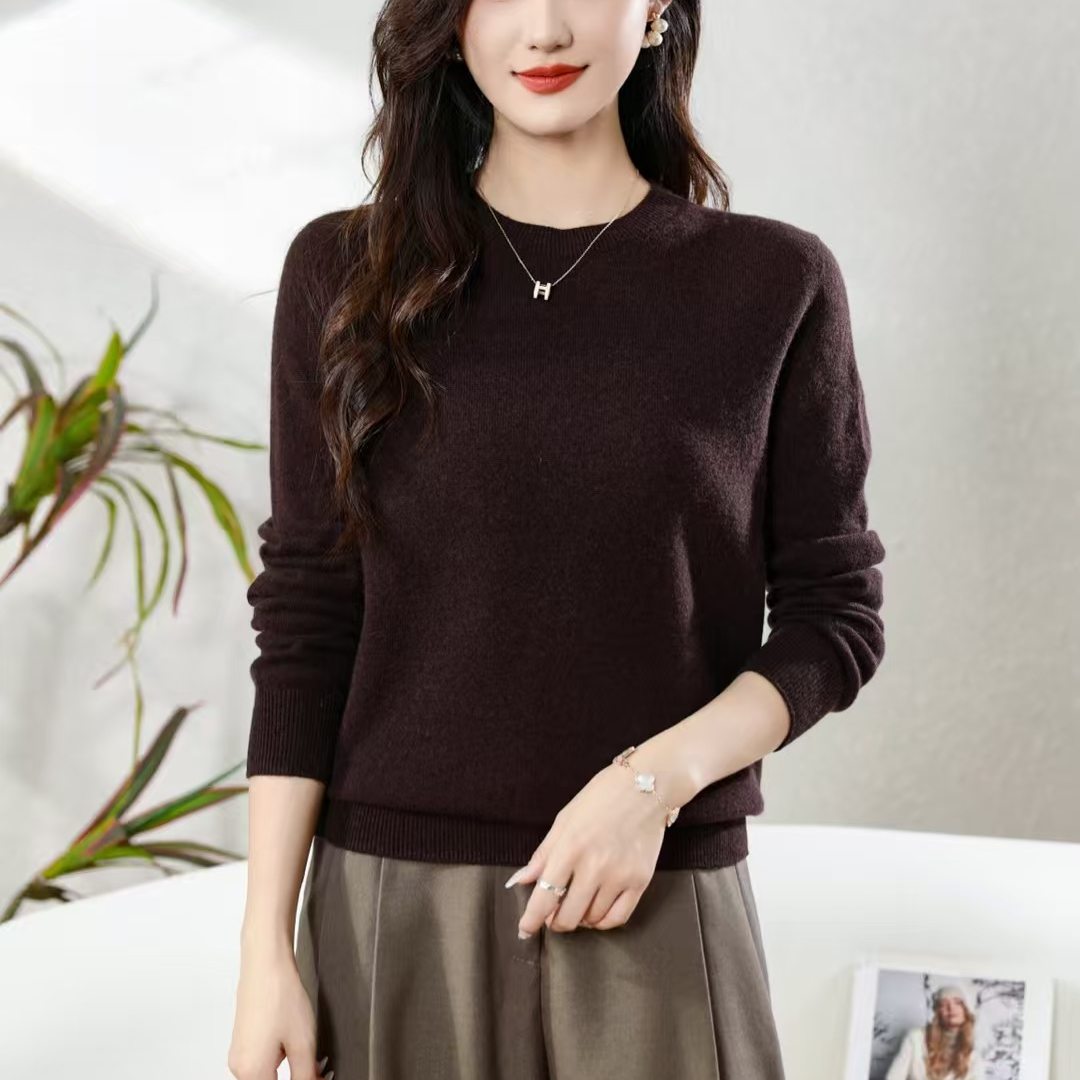 圆领】91%羊毛+9羊绒！羊毛羊绒衫女圆领长袖针织小衫,淘宝优惠券,粉丝福利购,淘宝优惠卷