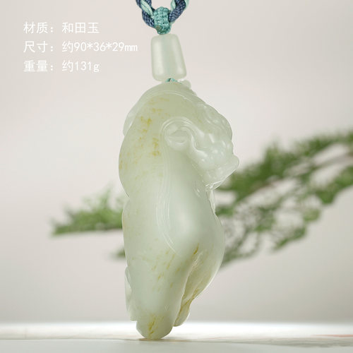 玉友和田玉貔貅手把件男款洒金皮籽料青白回头皮休仿古瑞兽把玩件 - 图0
