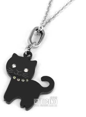 时尚风镶嵌碎钻钛钢项链吊坠