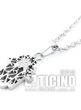 佛手六芒星镶钻百搭不褪色项链