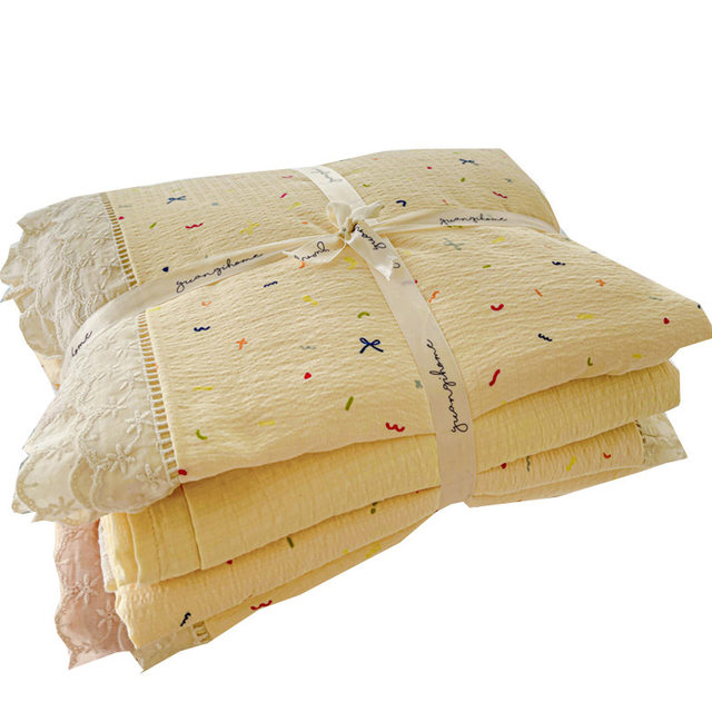Class A double layer yarn bedding four-piece set pure cotton quilt cover quilt cover bed cover sheet bed sheet bed sheet three-piece set for people dormitory