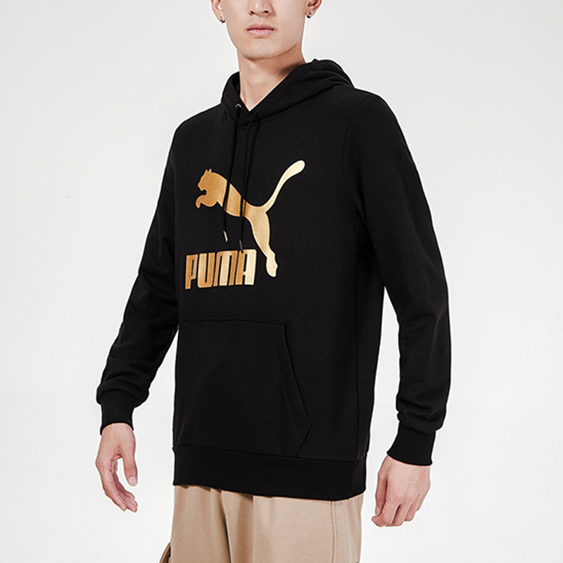 正品PUMA彪马男装运动卫衣 金标LOGO连帽休闲套头衫531370-56-01 - 图0