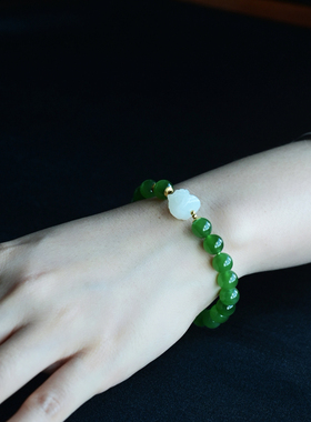 一斤钻戒天然和田碧玉手串