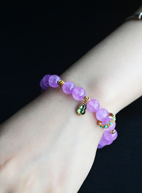 一斤钻戒天然原矿紫锂辉手链