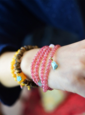 一斤钻戒冰种粉粉嫩嫩的色泽18k金天然原矿红纹石项链手链两用