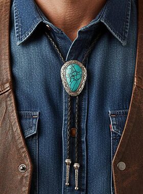 外贸跨境波洛领带复古毛衣链金属个性项链bolo tie