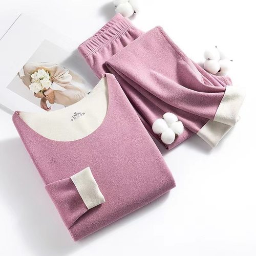 女士无痕保暖内衣套装德AB面双面绒磨毛男秋衣秋裤女保暖衣批 - 图1