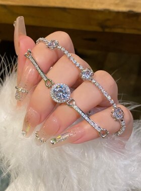 法式精致锆石花朵手链女高级感轻奢百搭手环小众个性时尚气质手饰