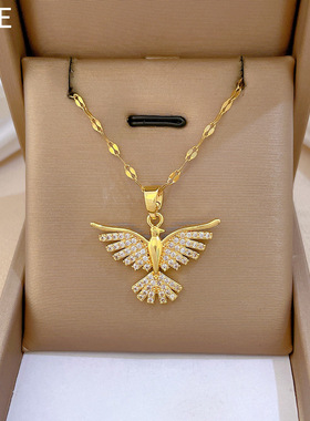 【钛钢】凤凰展翅轻奢跨境宴会婚庆项链女网红百搭锁骨链钛钢链条