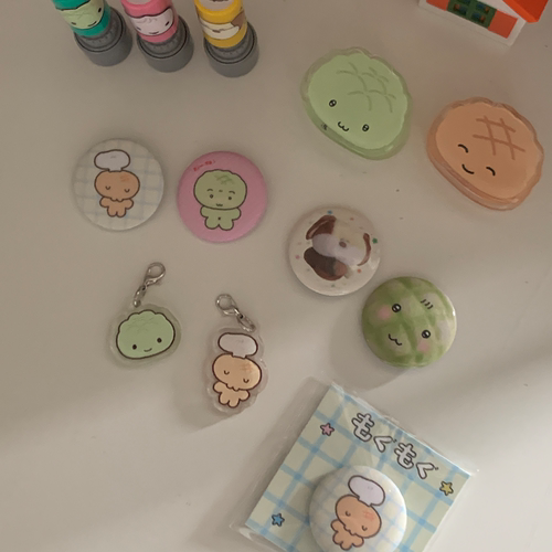 喷嚏士多原创 蜜瓜包系列可爱小徽章 趣味可爱小狗手帐m5装饰32mm - 图1