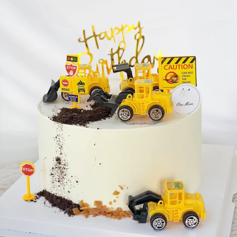 工程车蛋糕装饰推土机挖掘机男孩汽车总动员儿童生日派对插件摆件 - 图2