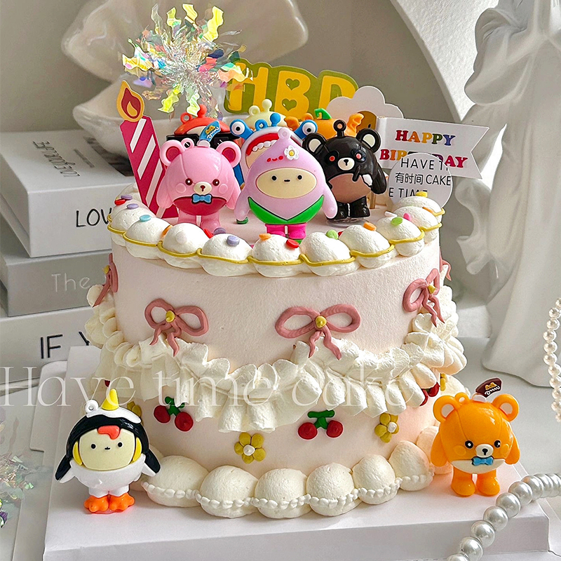 蛋仔派对玩偶蛋仔派对玩偶蛋糕装饰摆件卡通仔仔熊失心熊儿童生日派对烘焙插件