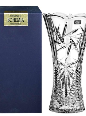 捷克原装进口水晶花瓶玻璃BOHEMIA 桌面轻奢摆件透明高端居家复古