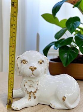 创意现代简约家软装陶瓷手绘鎏金狗对猫福猪储蓄罐工艺品摆件瓷器