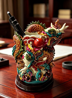 龙摆件吉祥物笔筒创意送朋友礼品