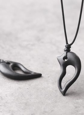 情侣黑檀木一对吊坠刻字