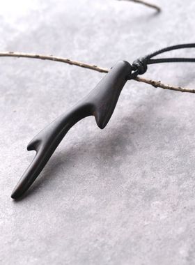 一鹿平安黑檀木麋鹿鹿角吊坠项链男女毛衣链长款文艺风森系学生