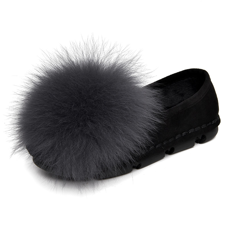 加绒豆豆鞋女2025年秋冬新款韩版狐狸毛外穿平底百搭孕妇鞋毛毛鞋,淘宝优惠券,粉丝福利购,淘宝优惠卷