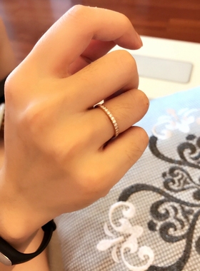 钛钢镀金镶嵌碎钻日韩风食指尾戒