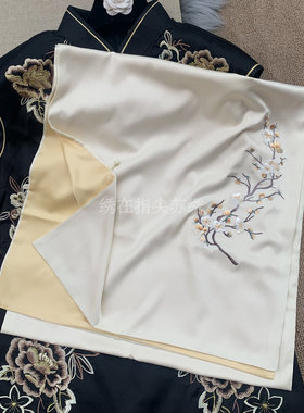 手工刺绣中国风纯色旗袍两用围巾