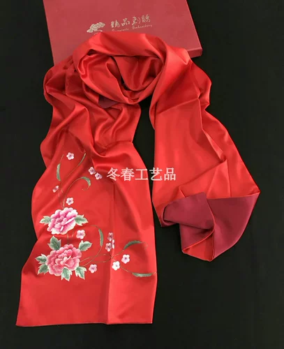 Приличное продвижение Suzhou Emelcodery Su Вышитая на вышивном шелковом шермовом шарфе одаренное подарок длинные дамы шелковой шарф Suzhou Specialty