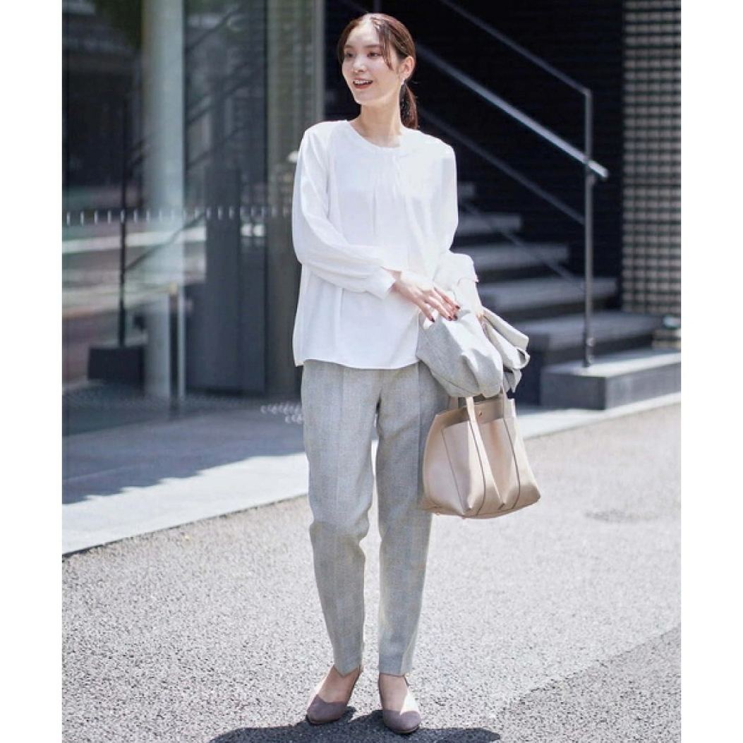 日单品牌春秋新款简约通勤百搭圆领一粒扣飘带领带内衬衬衫30698 - 图2