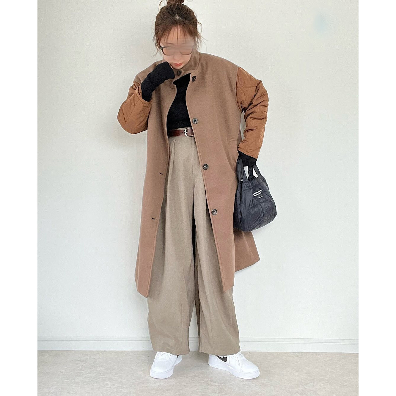 日单冬季新款时尚洋气百搭翻领拼接款棉衣袖长袖呢大衣外套31633,淘宝优惠券,粉丝福利购,淘宝优惠卷